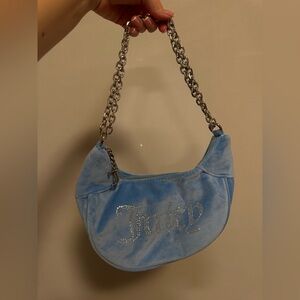 Juicy Couture Light Blue Velvet Shoulder Bag